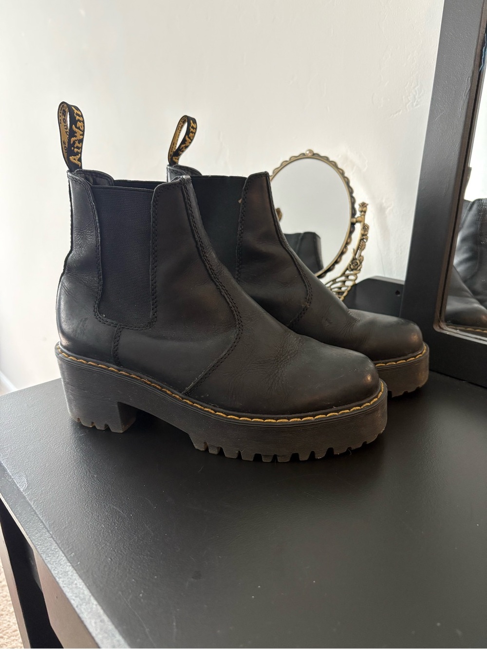 Dr. Martens Black Leather Platform Chelsea Boots